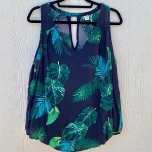 Blue and Green Leaf Old Navy Tank Top